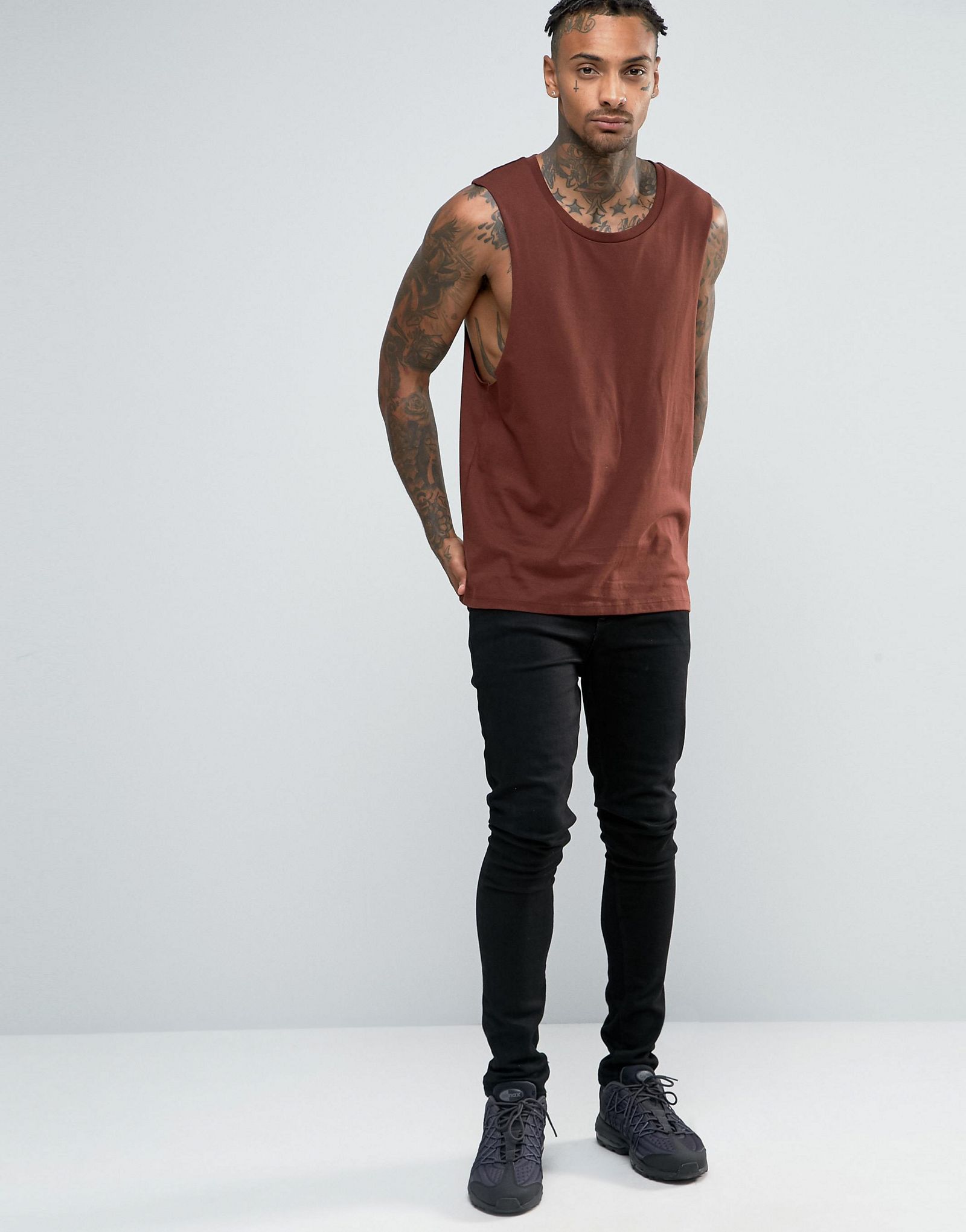 ASOS Sleeveless T-Shirt With Scoop Neck And Dropped Armhole