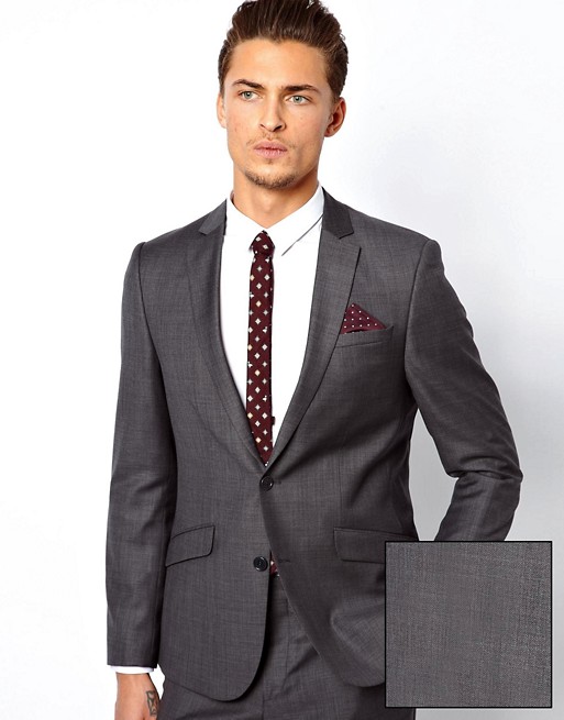 ASOS Slim Fit Plain Charcoal Suit In 100% Wool