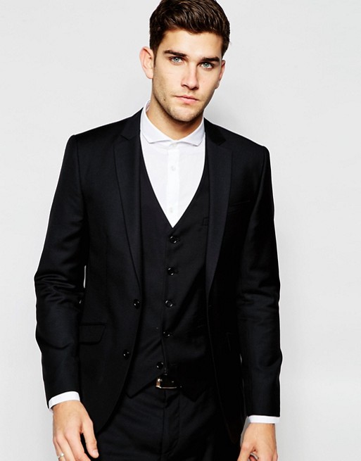ASOS Slim Fit Suit in 100% Black Wool