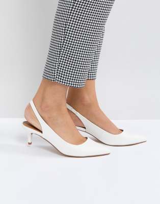 white kitten heel slingback shoes