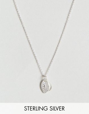 ASOS Sterling Silver Feather and Disc Necklace
