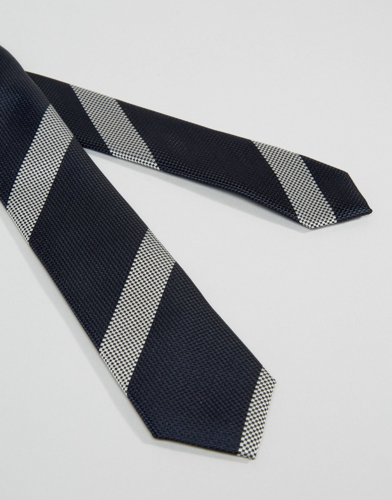 ASOS Stripe Tie In Navy