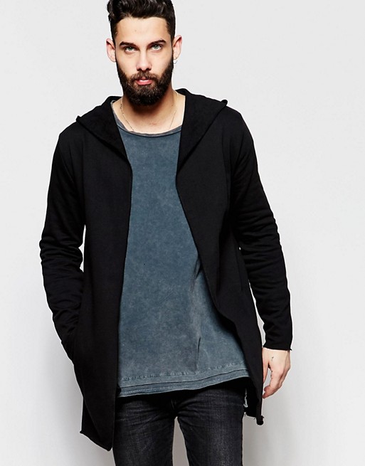 ASOS | ASOS Super Longline Hooded Jersey Cardigan In Black