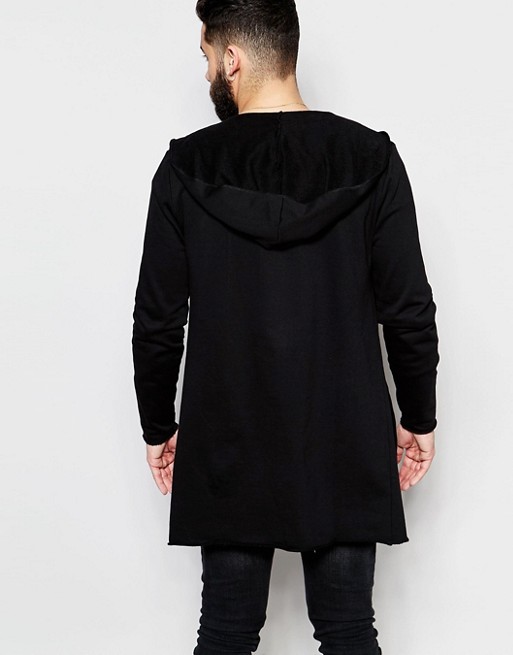 ASOS | ASOS Super Longline Hooded Jersey Cardigan In Black