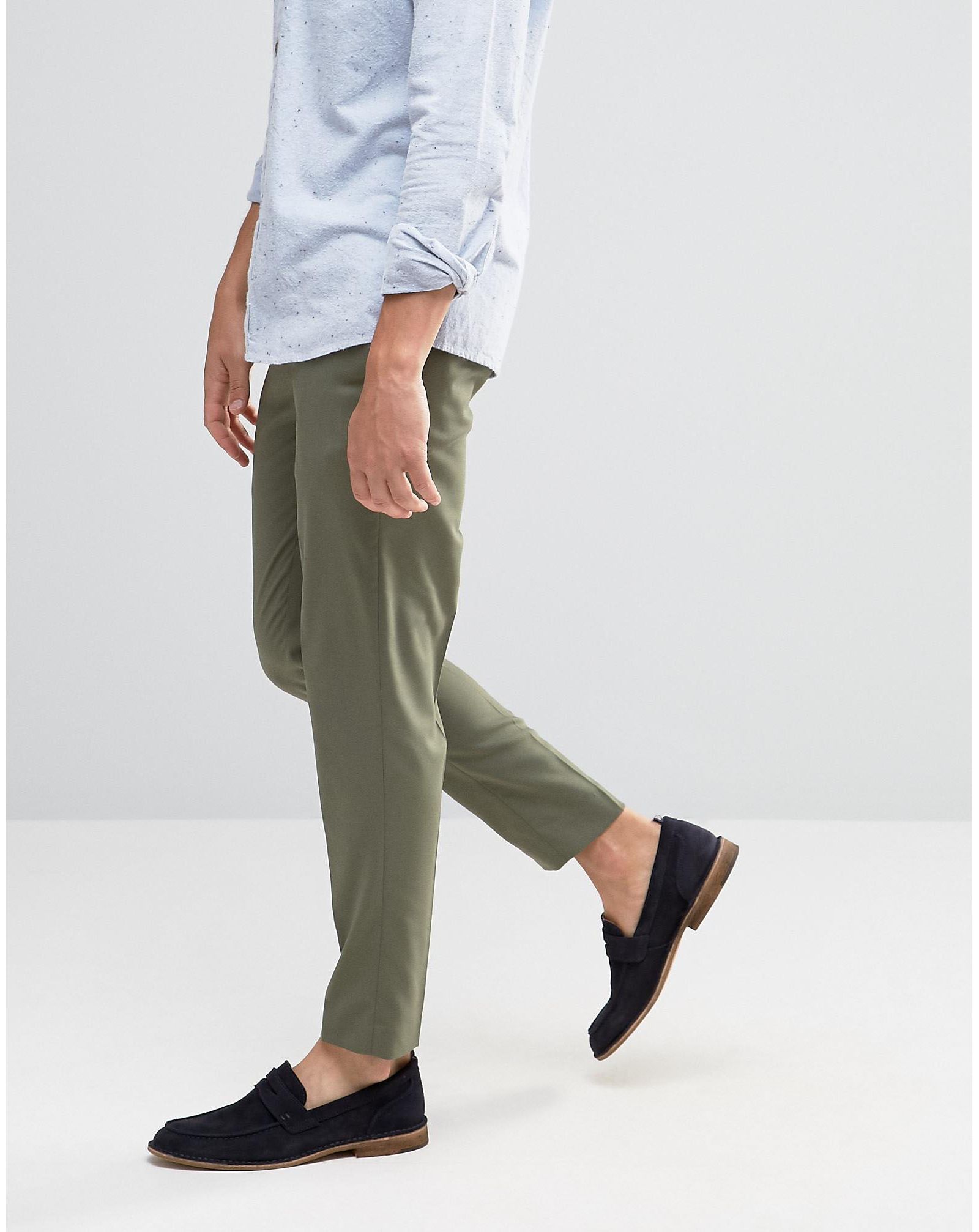 ASOS Super Skinny Cropped Smart Pants In Khaki