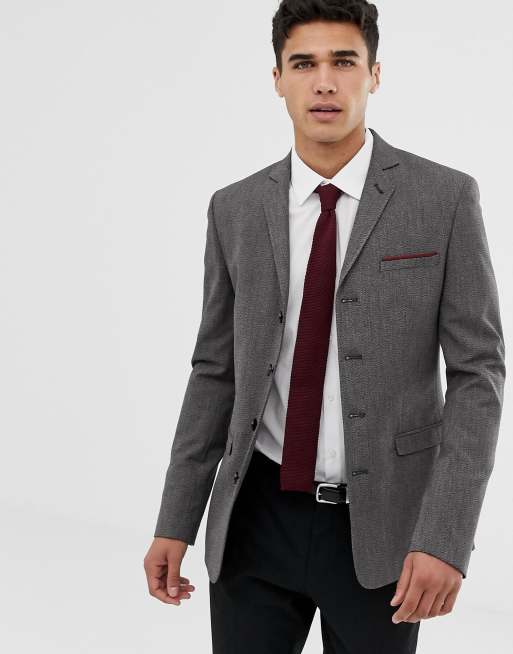 ASOS ASOS Super Skinny Four Button Suit Jacket In Salt and Pepper
