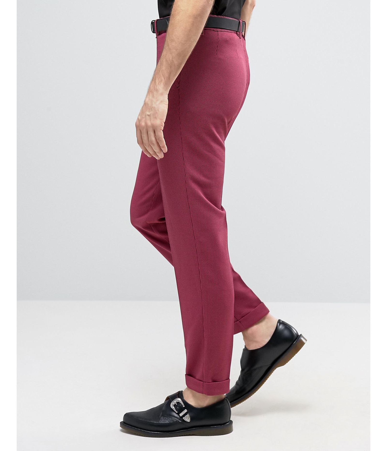 ASOS Super Skinny High Waist Pants in Pink Dogtooth Design