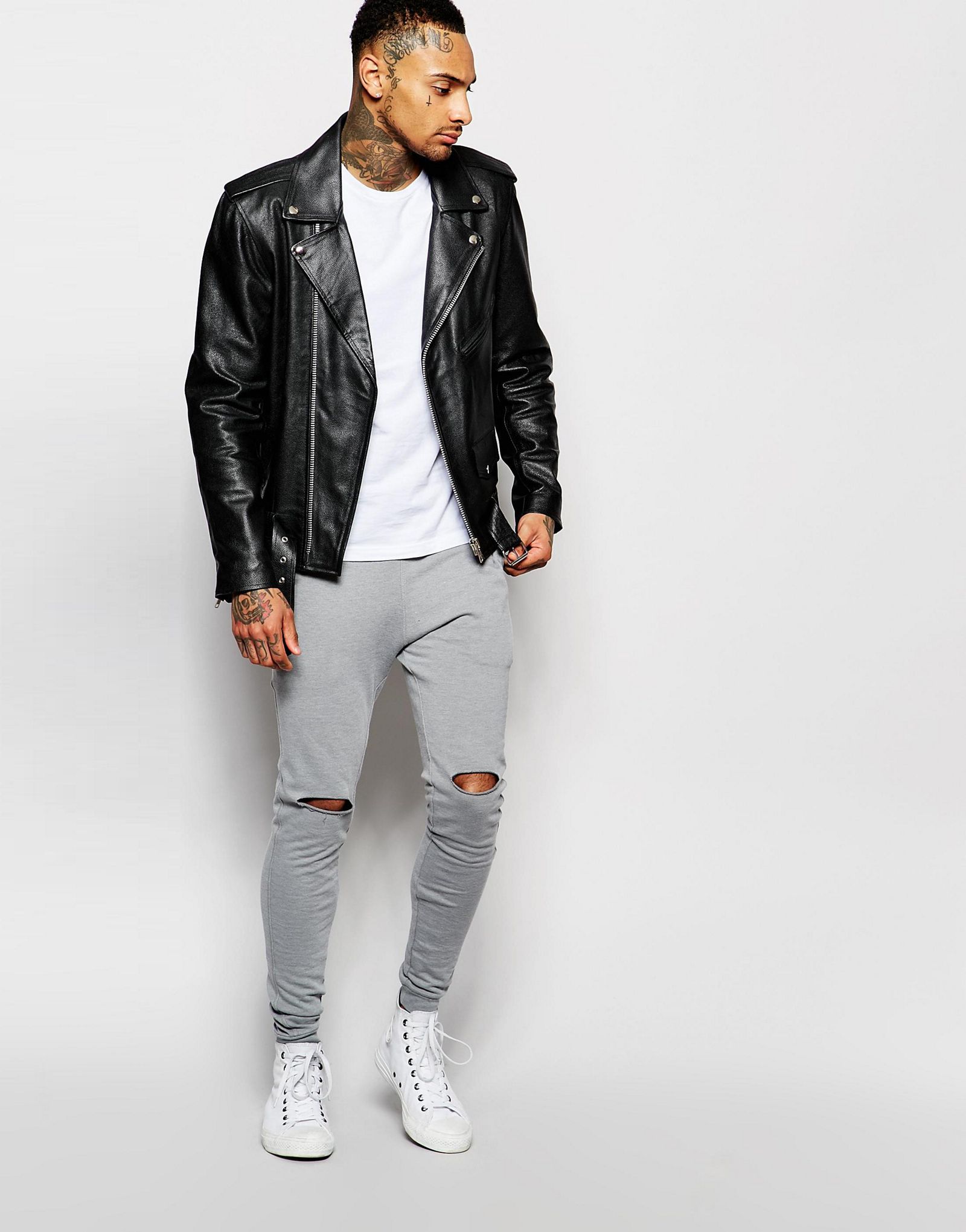 ASOS Super Skinny Joggers With Knee Rips