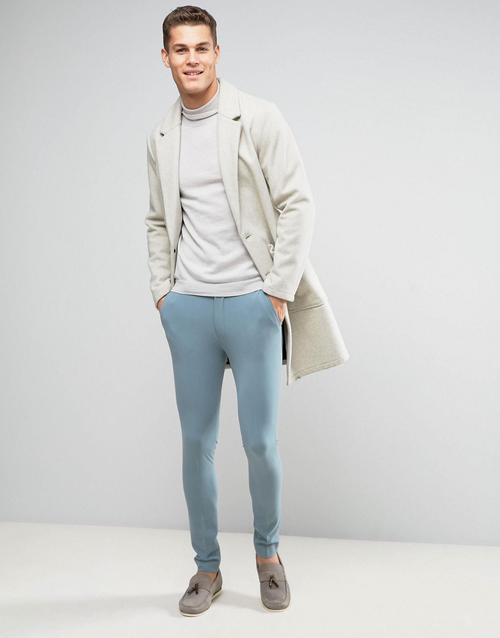 ASOS Super Skinny Suit Trousers In Pastel Blue