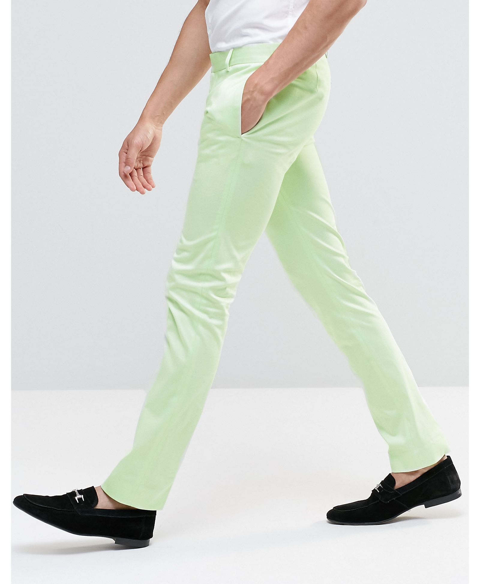 ASOS Super Skinny Trouser In Mint Cotton Sateen