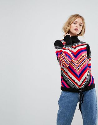 ASOS Sweater in Fairisle with High Neck and Batwing Sleeves