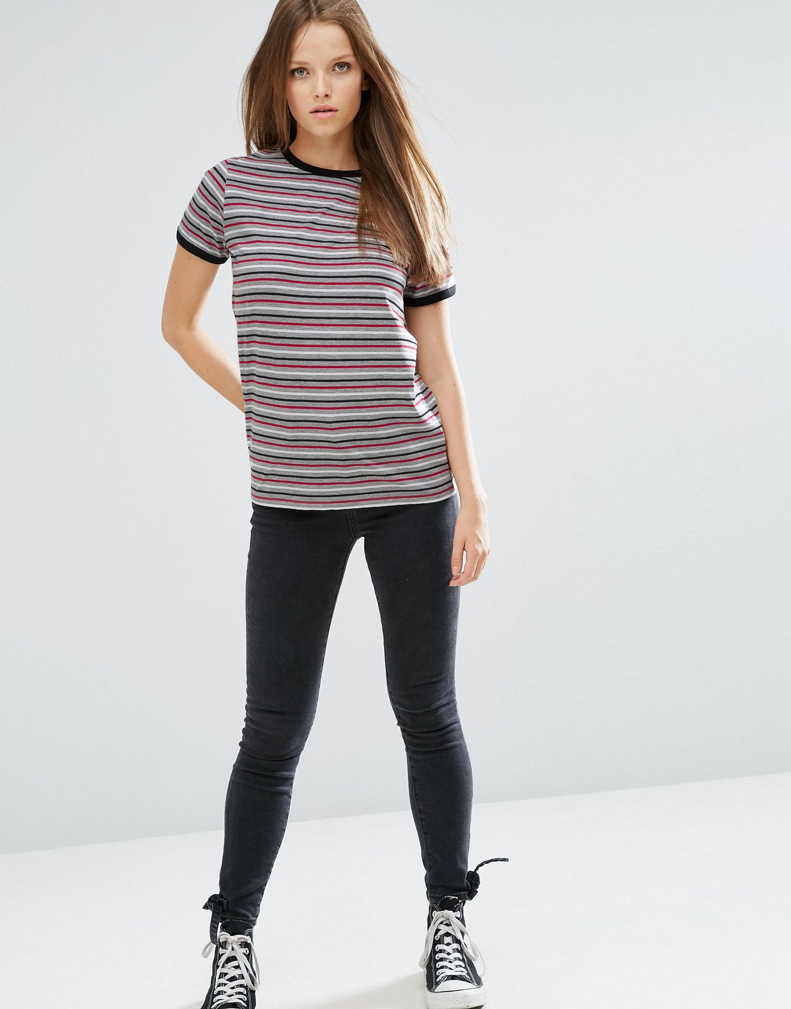 ASOS T-Shirt In Retro Stripe With Tipping