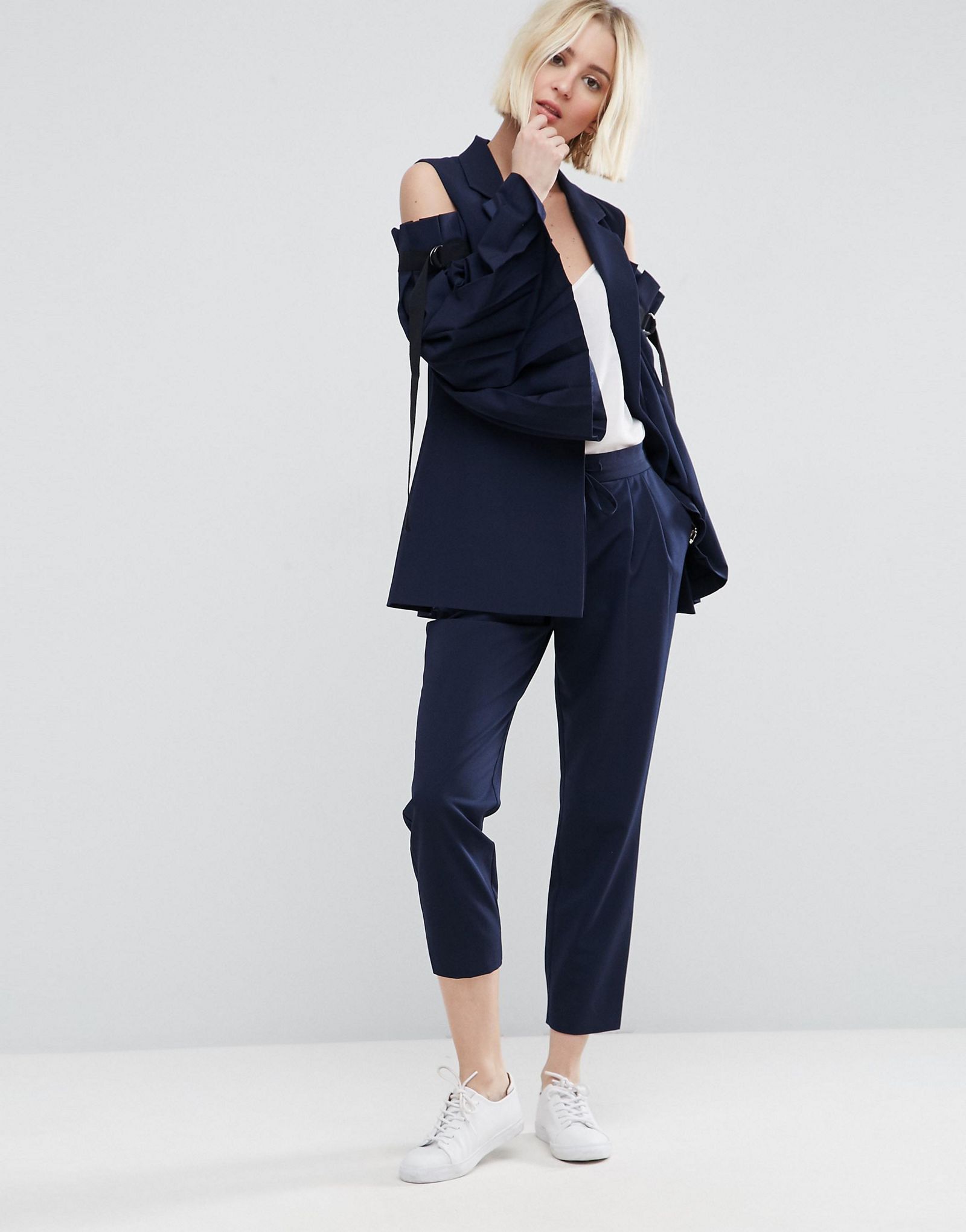 ASOS Tailored Cold Shoulder Blazer with Sleeve Drama
