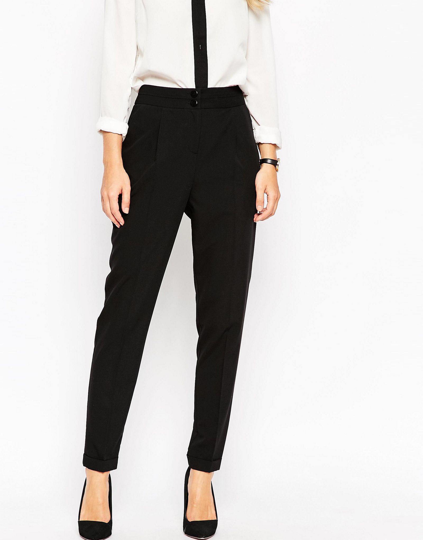 ASOS Tailored High Waisted Pants with Turn Up Detail