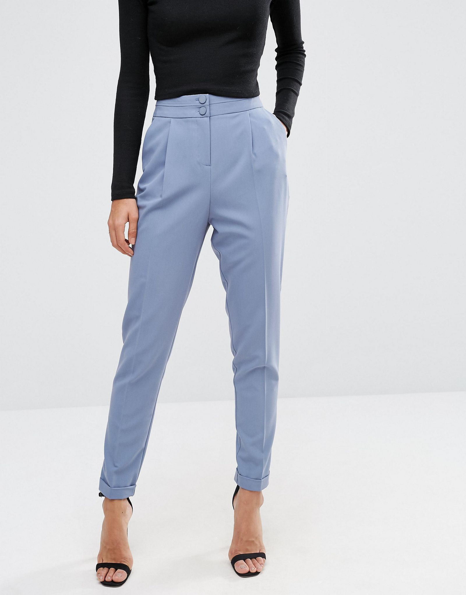ASOS Tailored High Waisted Trousers with Turn Up Detail