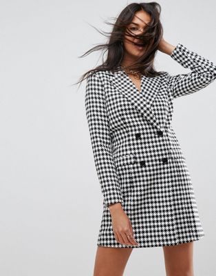 ASOS Tailored Sexy Longline Blazer in Dogstooth