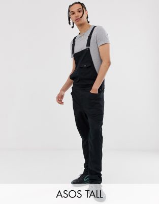 dr denim ira skinny ripped overall jeans in black