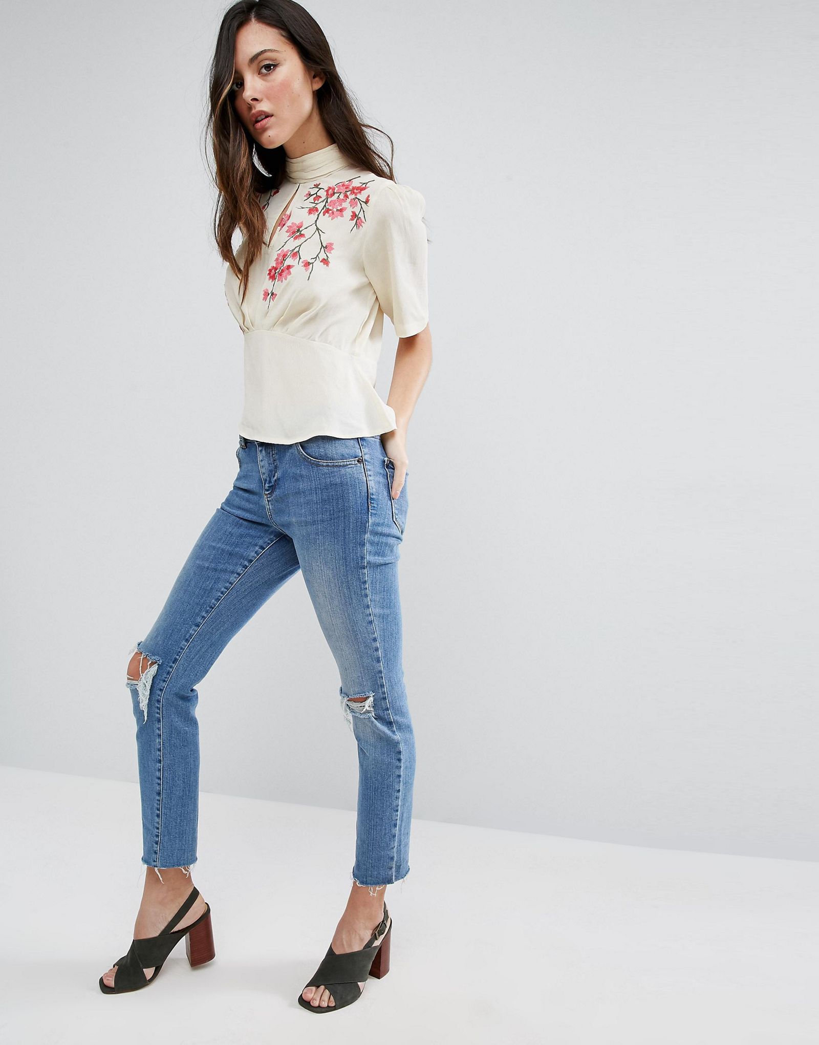 ASOS Tea Blouse With Embroidery