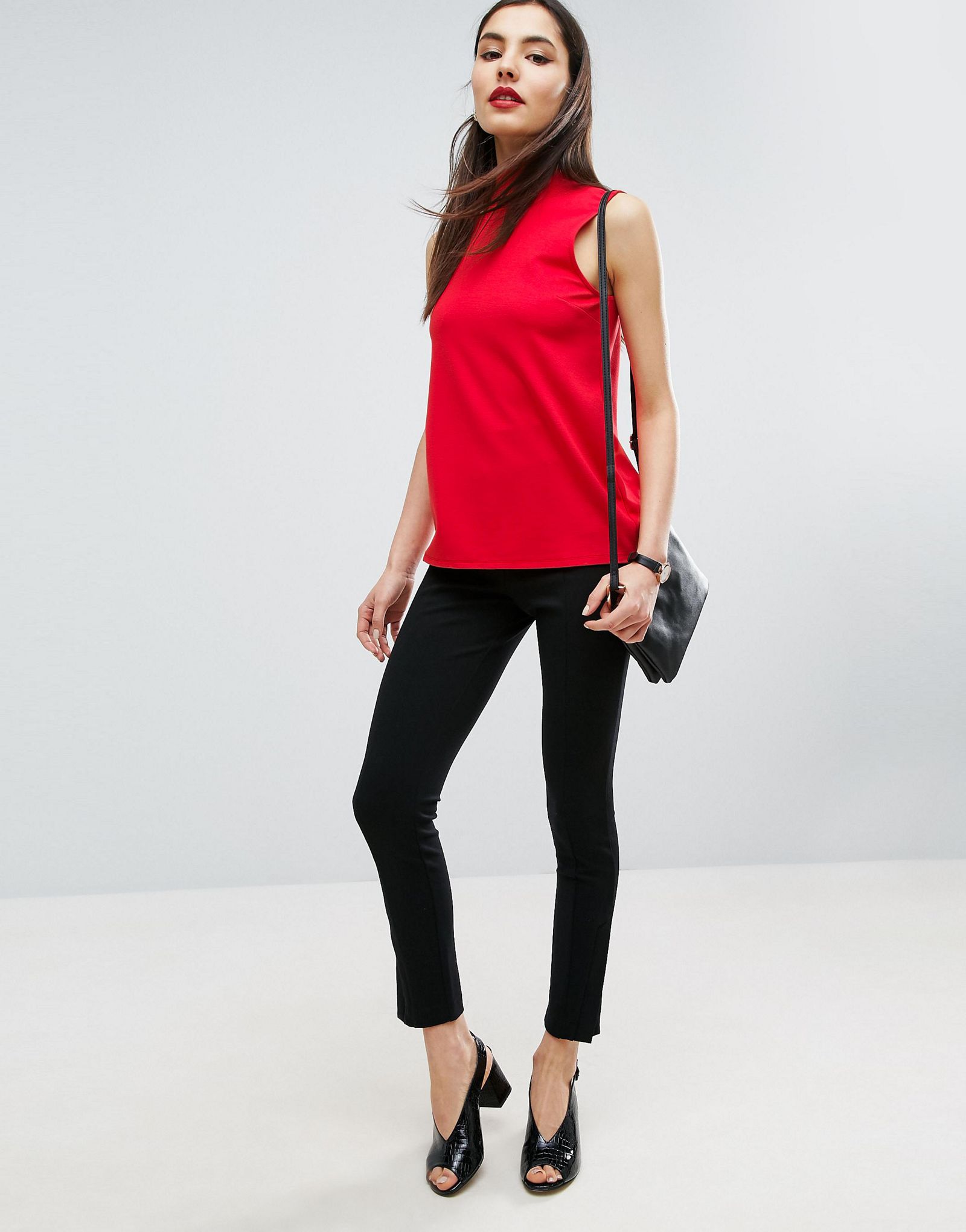 ASOS Top with High Neck in Ponte