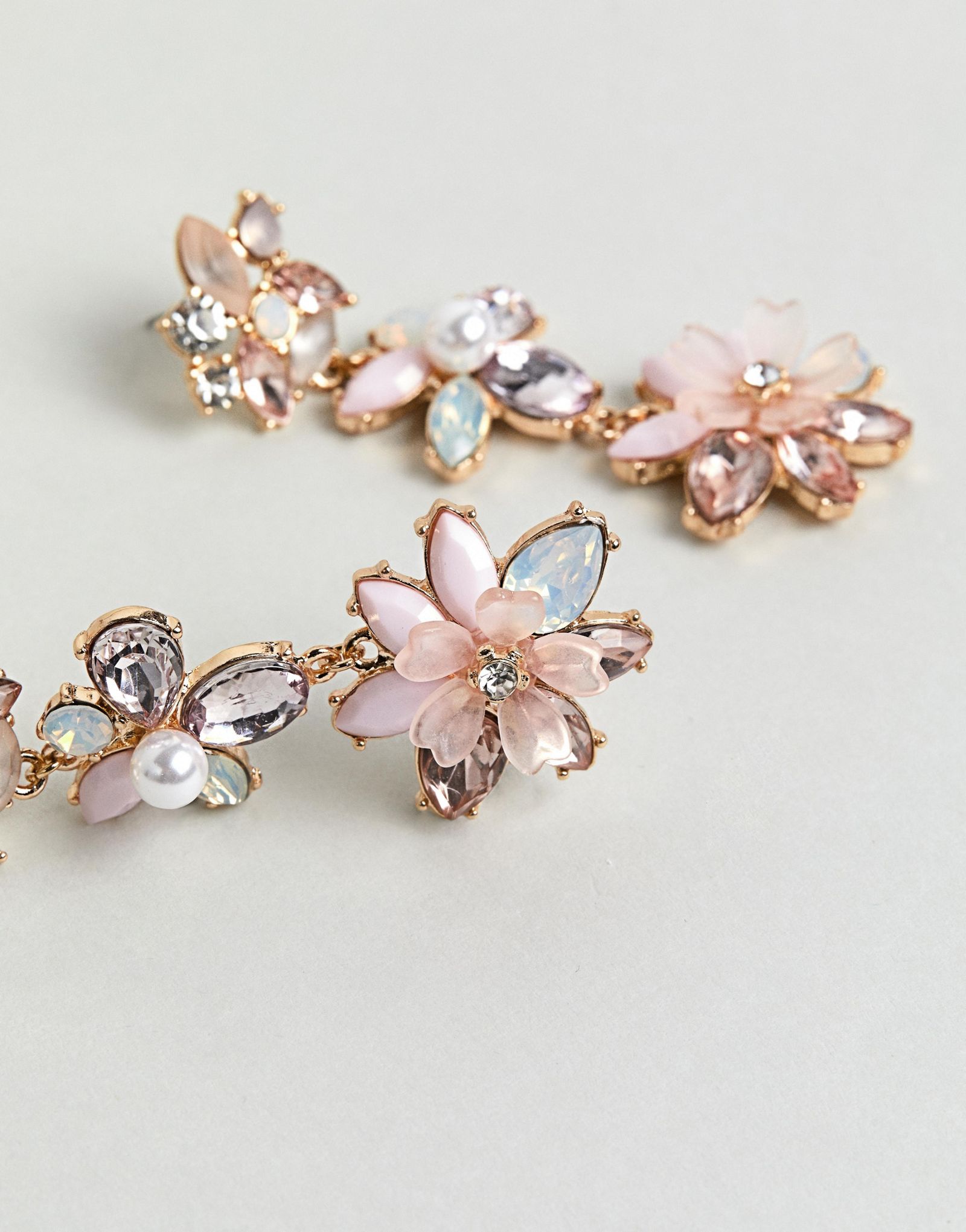 ASOS Triple Flower Jewel Drop Earrings