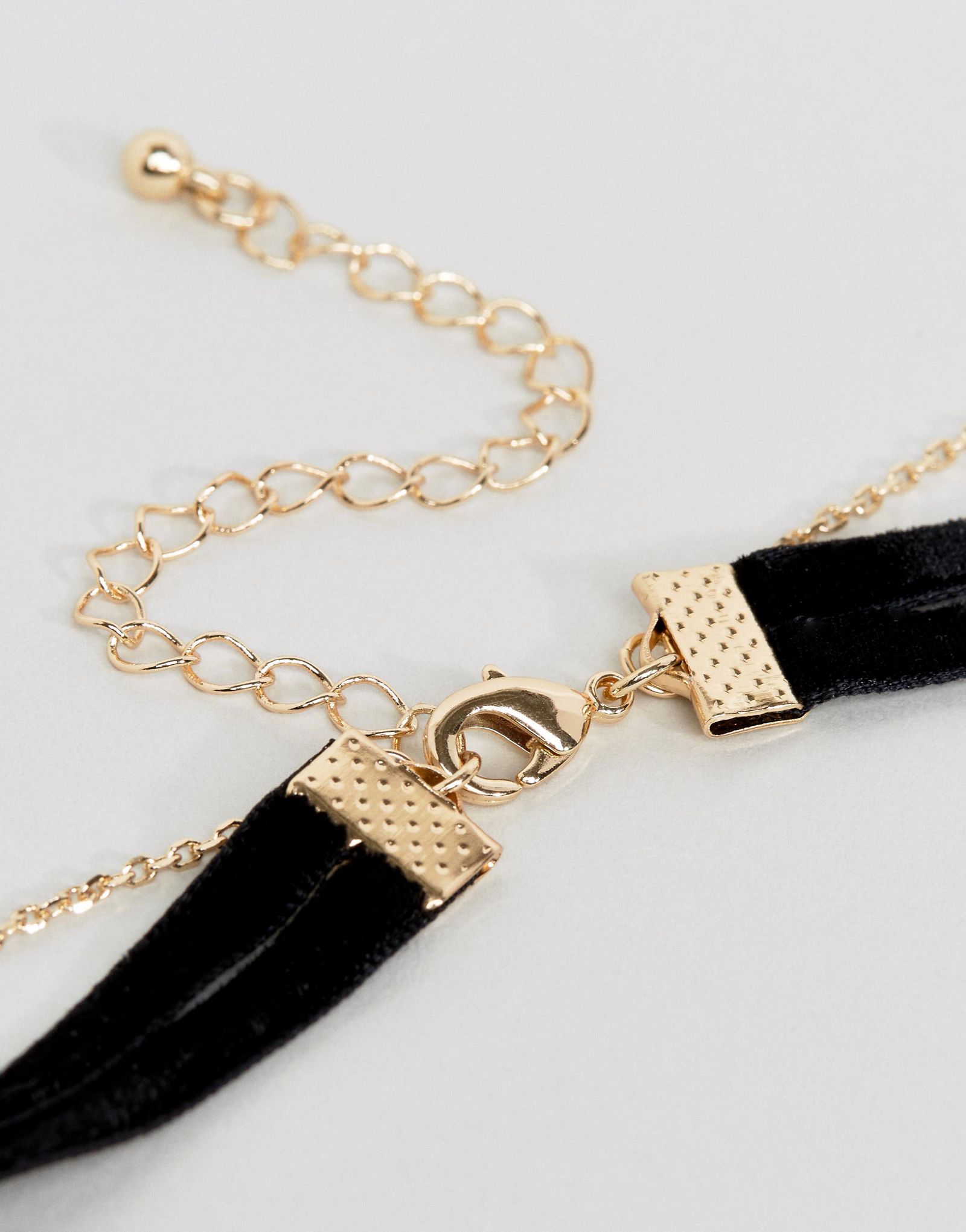 ASOS Velvet & Chain Multirow Choker Necklace