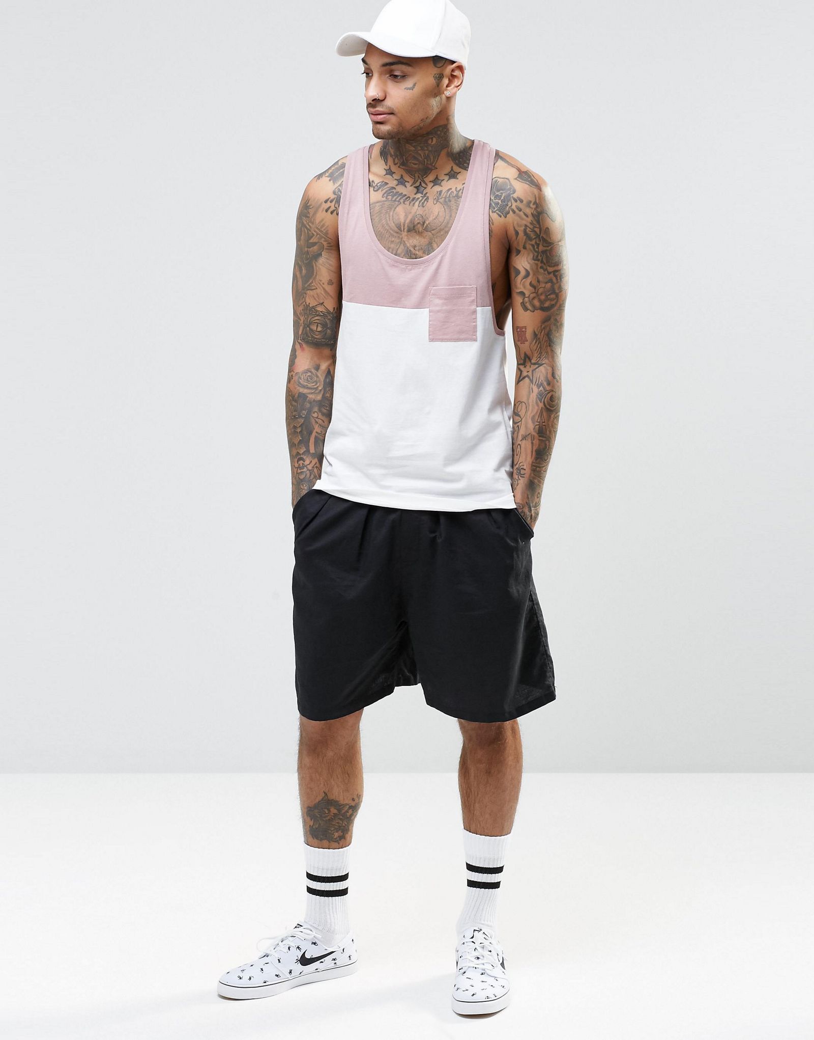 ASOS Vest With Contrast Yoke And Pocket In Extreme Racer Back