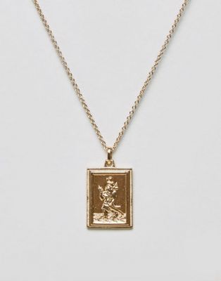 ASOS Vintage Style St. Christopher Rectangle Tag Necklace