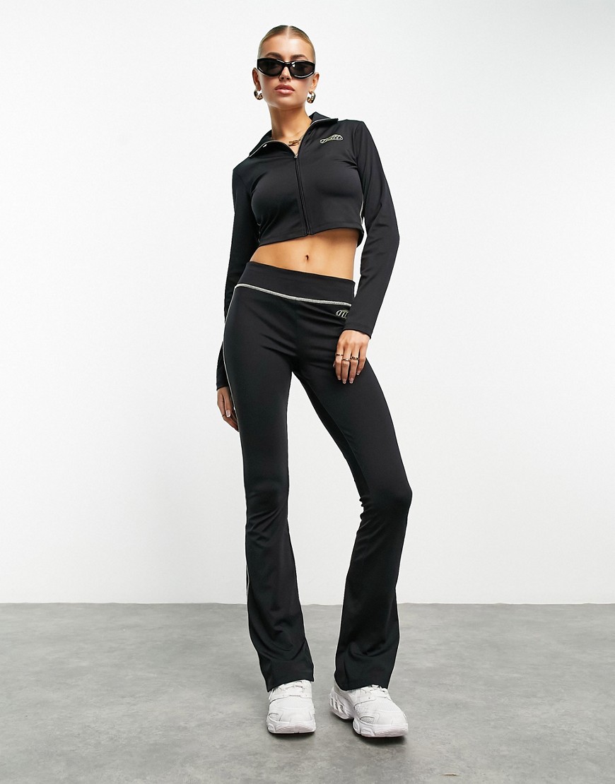 ASOS Weekend Collective fitted zip through sweat in black with contrast stitch co-ord