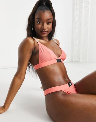 Weekend Collective triangle bra with contrast logo taping in orange