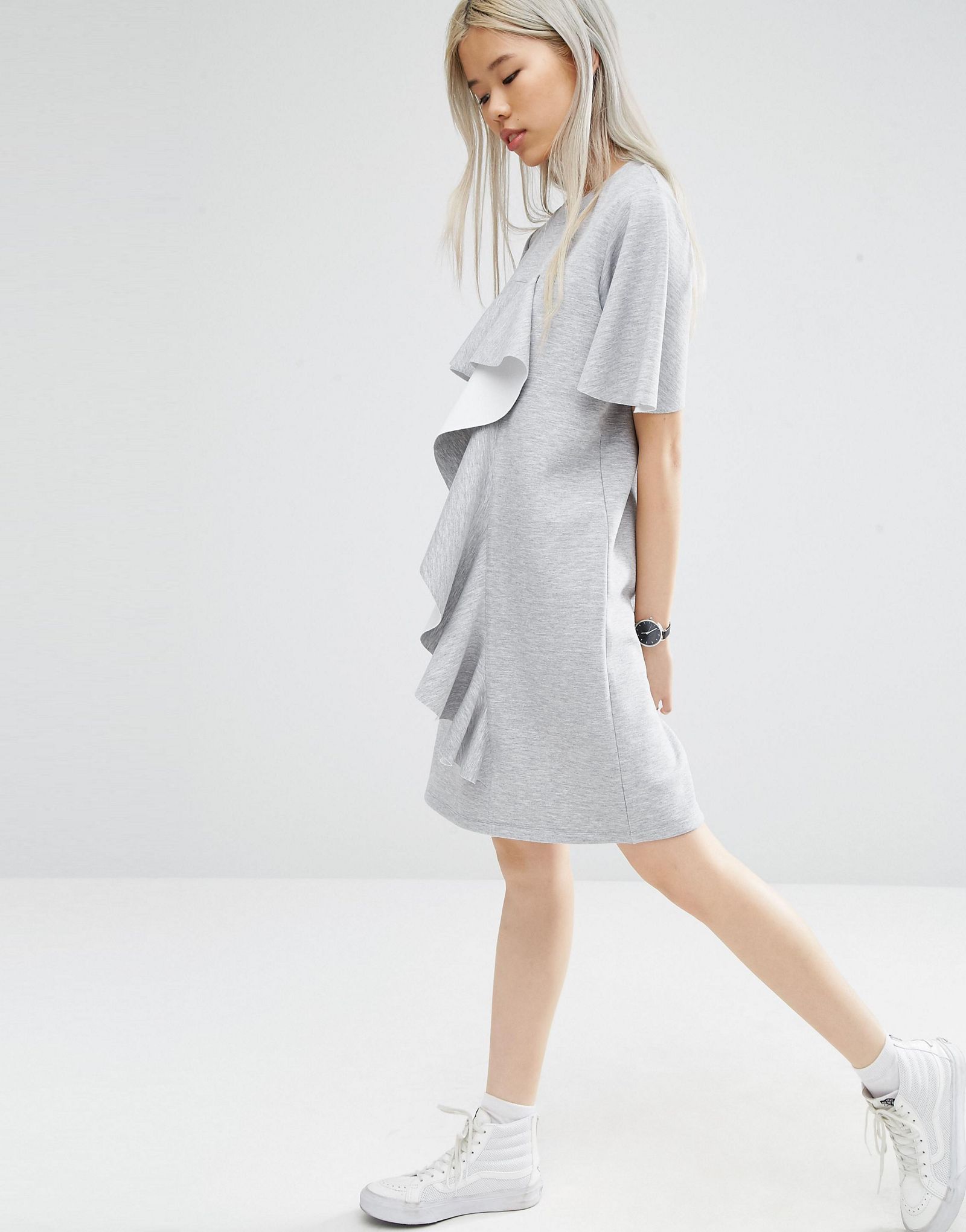 ASOS WHITE Dress With Frill Detail