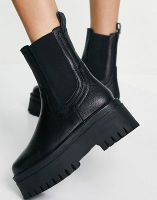 Chessie flatform chelsea boots in black leather