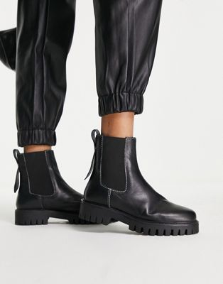 Clematis chunky chelsea boots in black leather