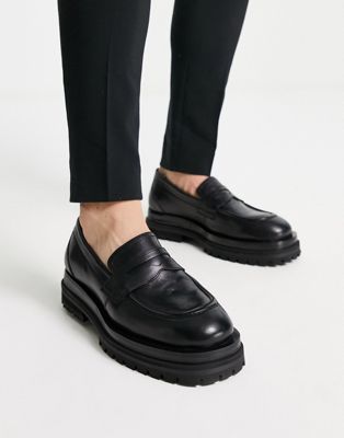 Fowler chunky loafers in black polished leather