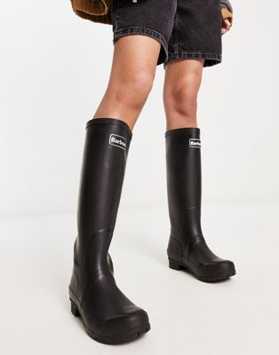Abbey wellington boot with logo detail in black