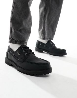 Basalt leather boat shoes in black