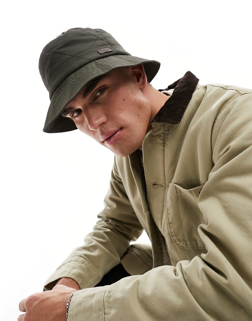 Barbour Burford quilted sports bucket hat in olive-Green