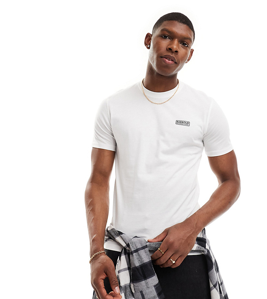 Barbour International Throttle slim fit logo t-shirt in white exclusive to ASOS