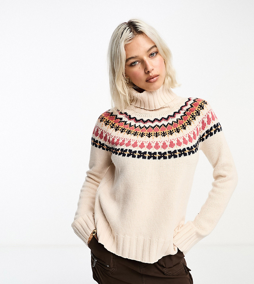 Barbour x ASOS exclusive roll neck fairisle knit jumper in oat-Neutral