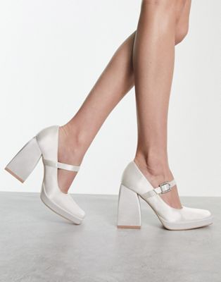 Adryn square toe shoes in ivory satin
