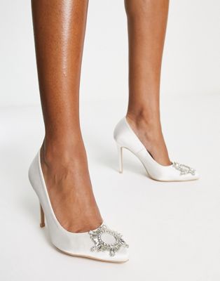Bridal Adore court shoes with embellishment in white