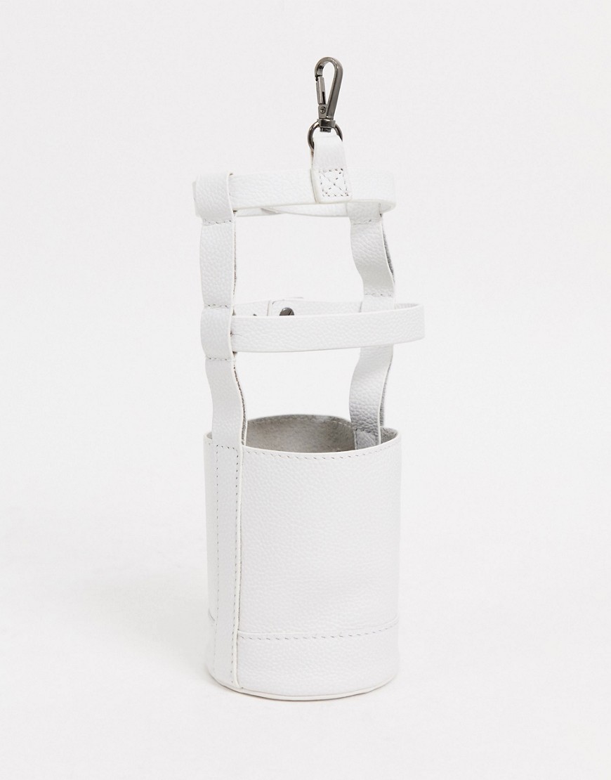 фото Белая кожаная сумка через плечо для бутылки asos design-белый