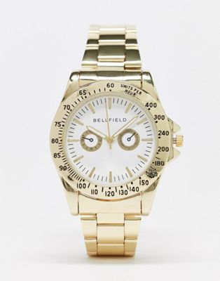 Bellfield chunky bracelet watch in gold with white dial - Click1Get2 Price Drop