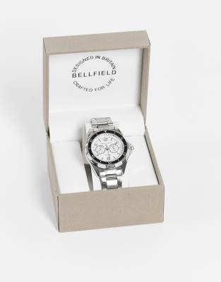 Bellfield mens silver tone bracelet watch with white dial - Click1Get2 On Sale