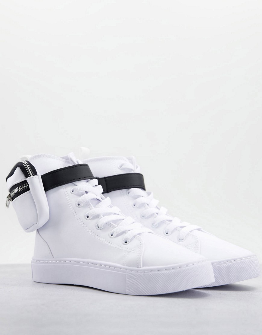 фото Белые высокие кроссовки с карманом asos design dexie-белый