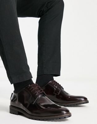 leather lace up shoes in burgundy