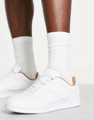minimal lace up trainers in white and beige