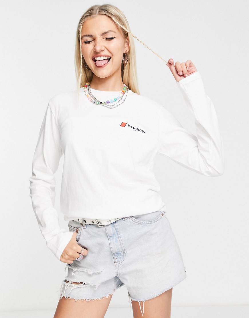 Berghaus Org Heritage front and back logo long sleeve t-shirt in white