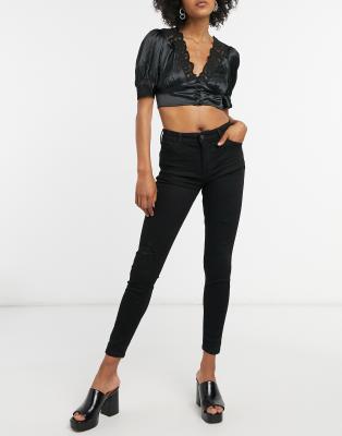 Bershka skinny push up jean with knee rip in black - Click1Get2 Promotions