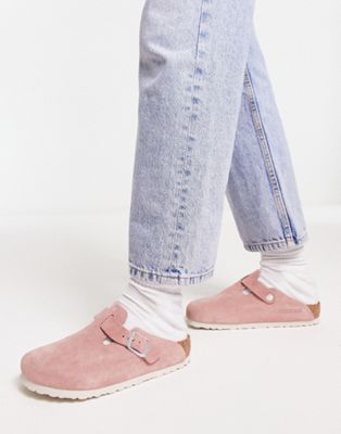 Boston suede clogs in clay pink
