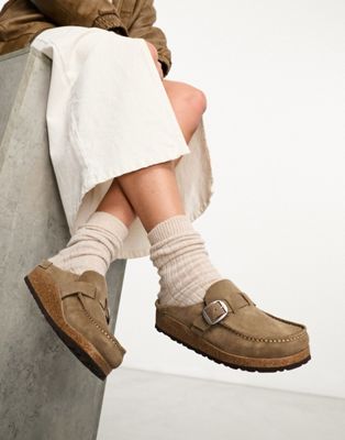 Buckley mules in taupe brown suede